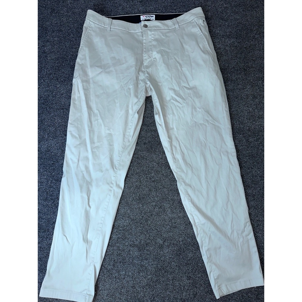 Birddogs Mens Khaki Chino Pants 36x30 Tan Stretch Golf Casual Flat Front Trouser